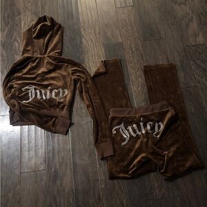 Juicy Couture Chocolate Velour Set with Rhinestone Logo